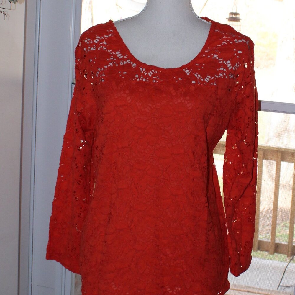 Peck & Peck Orange Lace Lined XL Shirt - Picture 5 of 6